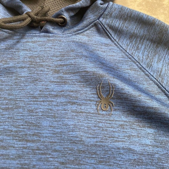 Spyder Sweatshirt Mens Size Medium Blue Tech Fleece Pullover Hoodie ProwB - Picture 2 of 11